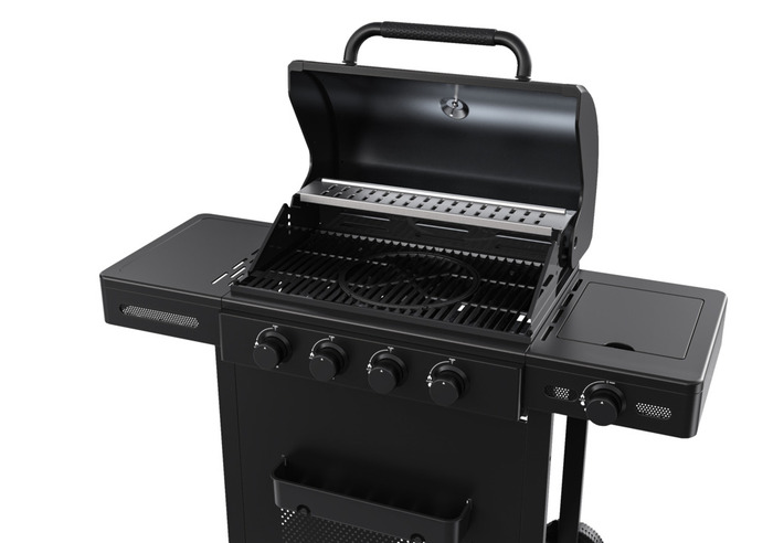 Gassgrill 4 brennere og sidebrenner svart - Grillexpert